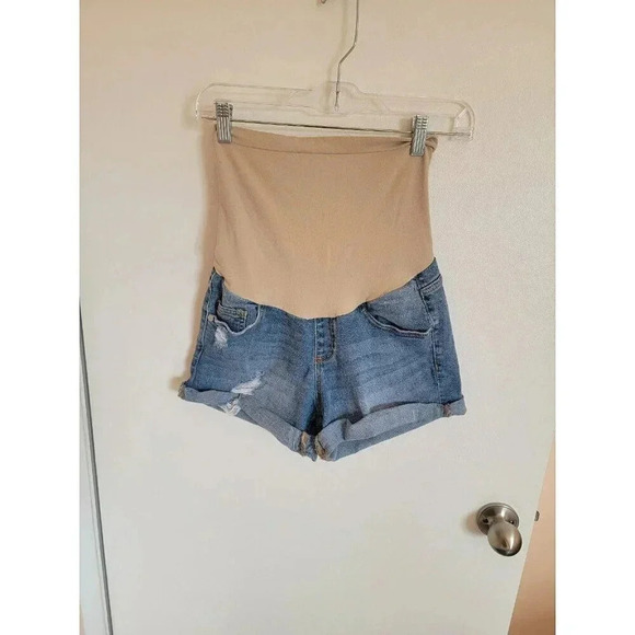 Small Maternity Distressed Jean Shorts Tags Missing Fair - Picture 1 of 2